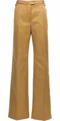 Beige Cotton Casual Pants