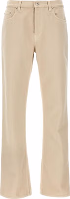 Beige Cotton Casual Pants