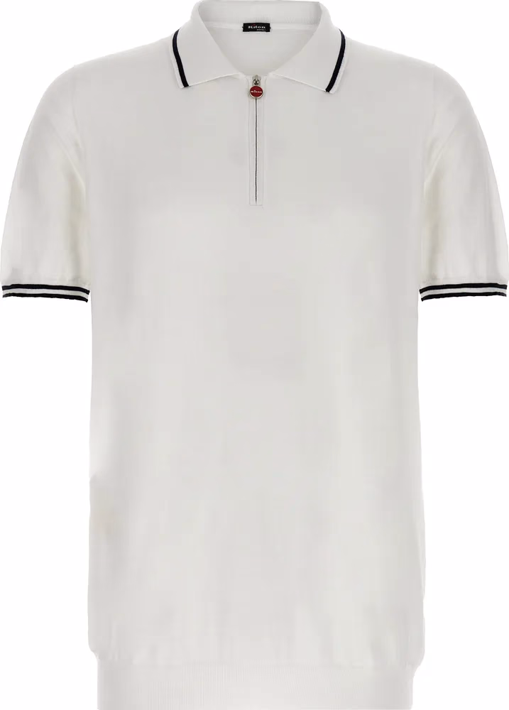 Kiton White Cotton Polo Shirt
