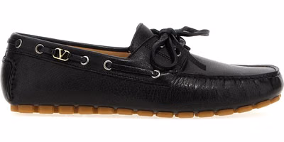 Black Buffalo Leather Slip-On Loafers