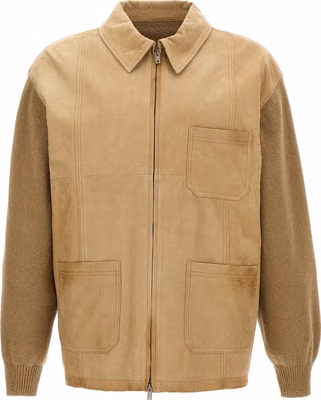 Beige Cowhide Leather Jacket