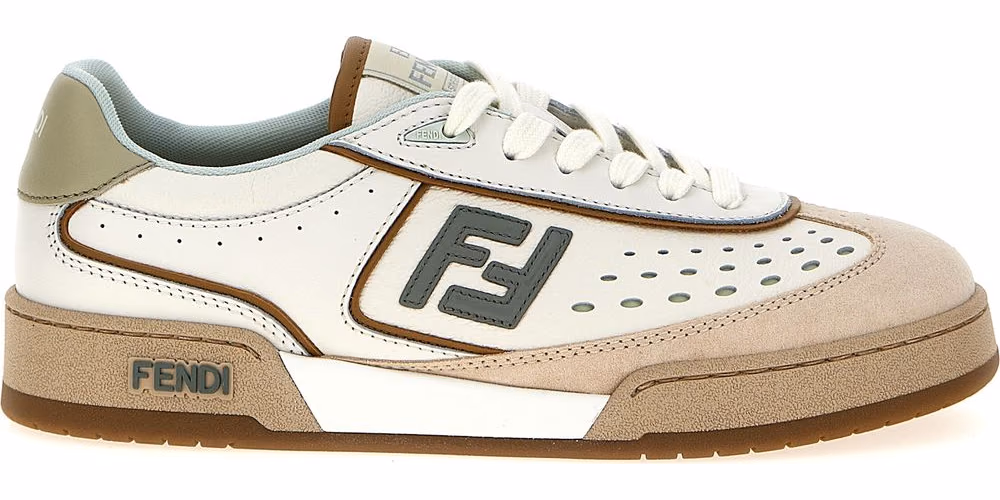 Fendi Beige Leather Sneakers