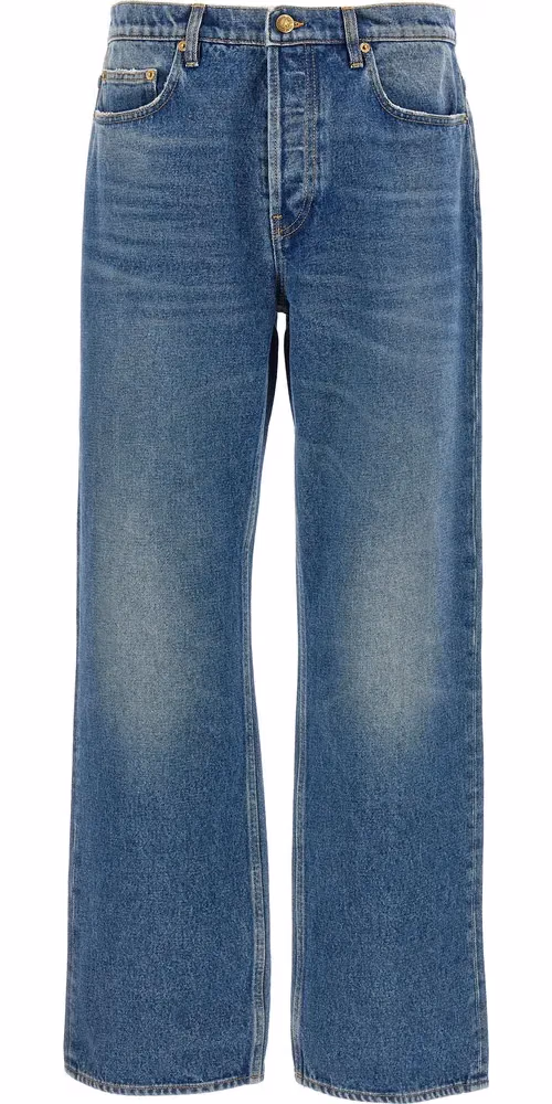 Golden Goose Blue Cotton Straight-Leg Jeans