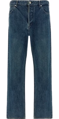 Blue Cotton Straight-Leg Jeans