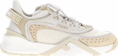White Polyester Athletic Sneakers