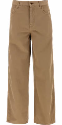 Beige Cotton Casual Pants