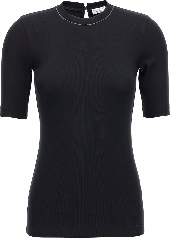 Brunello Cucinelli Black Cotton T-Shirt