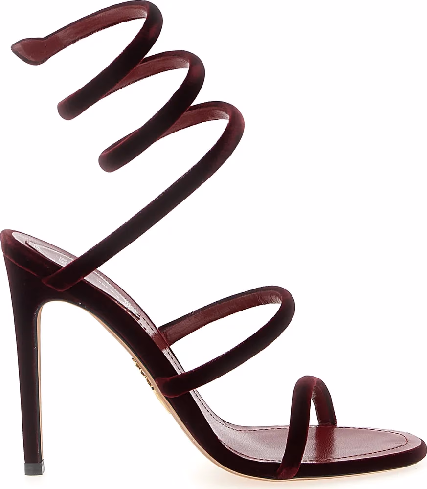 RENE CAOVILLA Bordeaux Textile Stiletto Heel Sandals