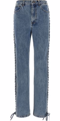 Blue Cotton Straight-Leg Jeans