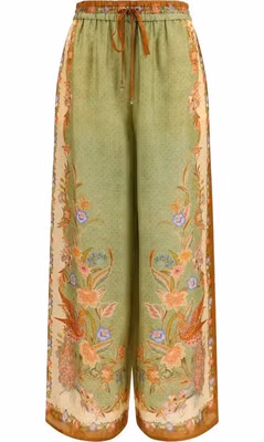 Multicolor Silk Casual Pants