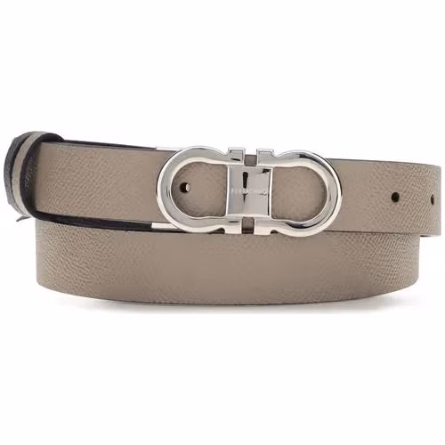 Ferragamo Gray Calf Leather Bos Taurus Regular Belt