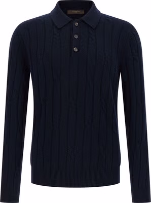 Blue Virgin Wool Polo Shirt