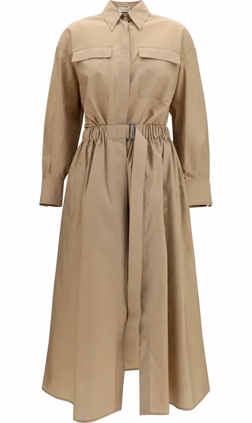Brunello Cucinelli Beige Cotton Casual Dress
