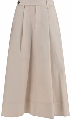 Beige Cotton Midi Skirt