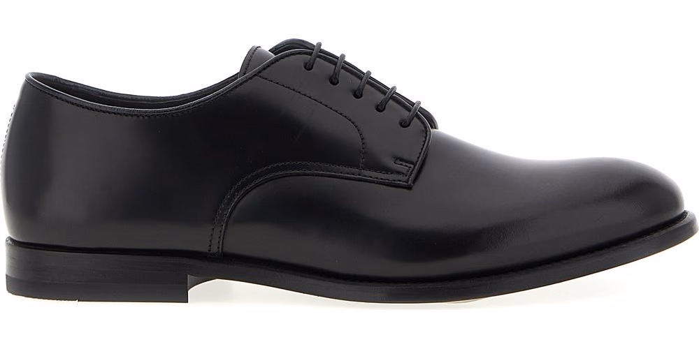 Doucal's Black Calfskin Oxfords And Derbies