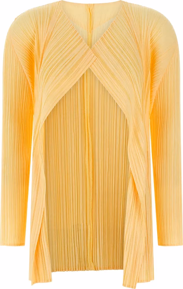 PLEATS PLEASE ISSEY MIYAKE Bicolor Polyester Cardigan