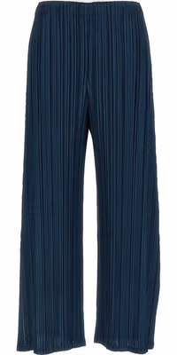 Blue Polyester Casual Pants