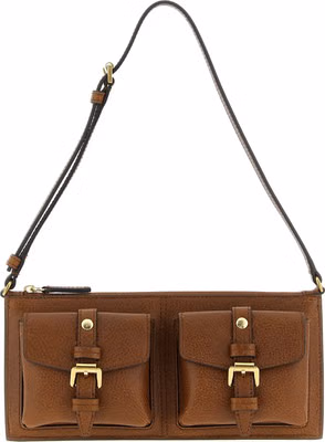 Brown Calfskin Shoulder Bag