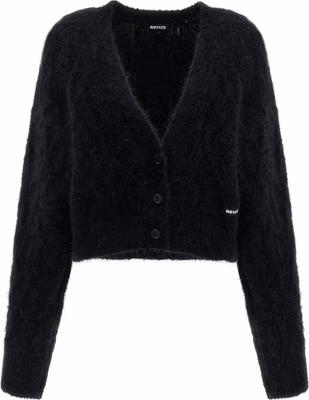 Black Alpaca Leather Cardigan