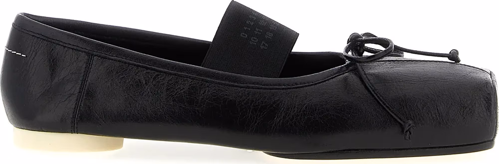 MM6 Maison Margiela Black Calfskin Ballet Flats