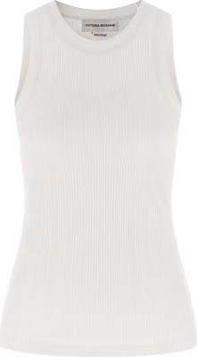 White Cotton Sleeveles T-Shirt