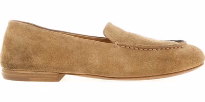 Beige Calfskin Slip-On Loafers