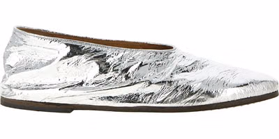 Silver Calfskin Ballet Flats