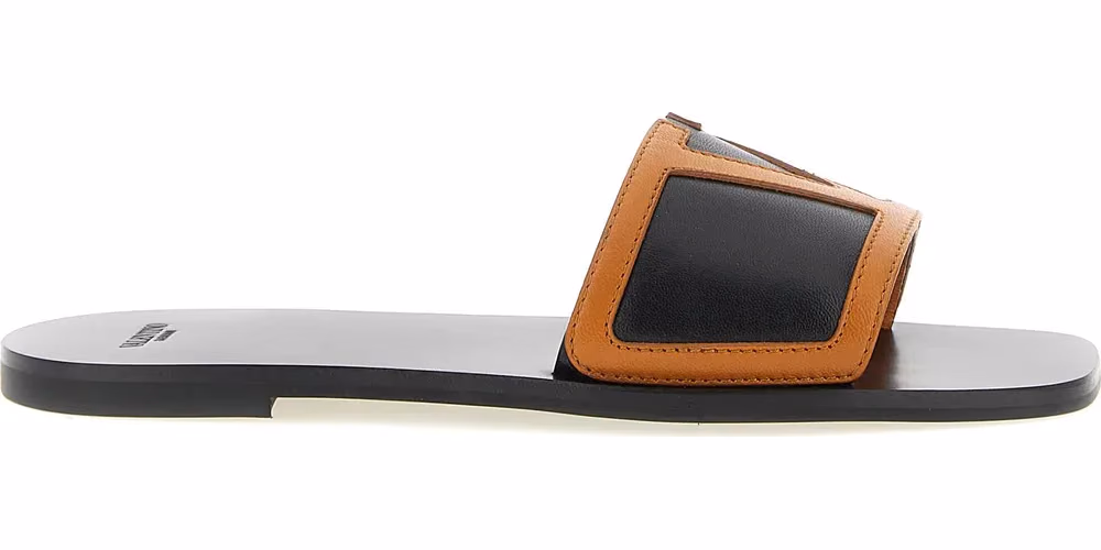 Valentino Garavani Brown Lamb Leather Slides