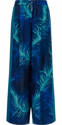 Blue Silk Casual Pants