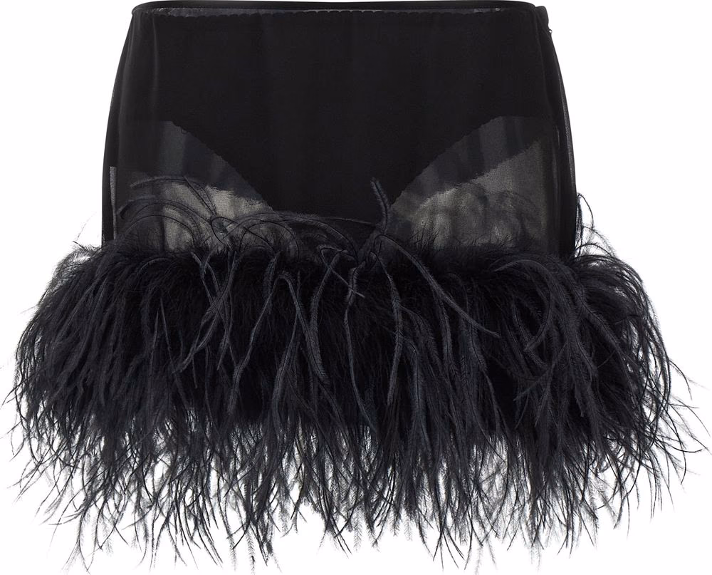 The Attico Black Polyester Long Skirt