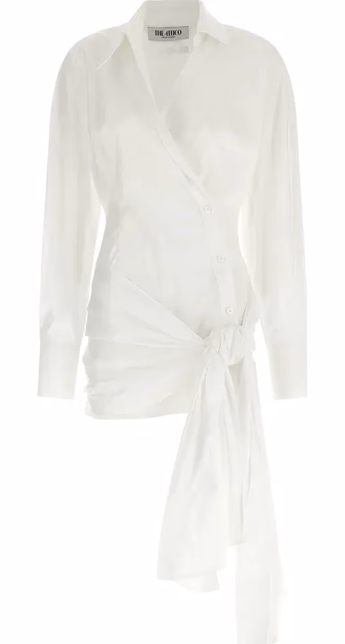 The Attico White Cotton Short Dress