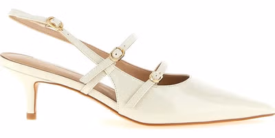 White Polyethylene Mid Heel Pumps