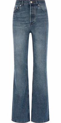 Blue Cotton Flared Jeans