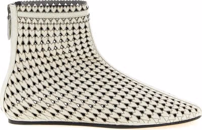 Beige Calfskin Ankle Boots