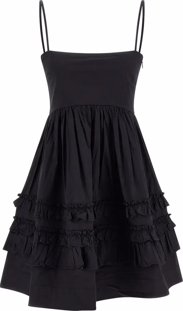 Ganni Black Cotton Short Dress