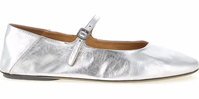 Silver Calfskin Ballet Flats