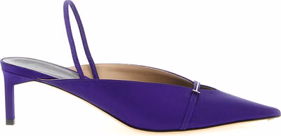 Purple Viscose Mid Heel Pumps