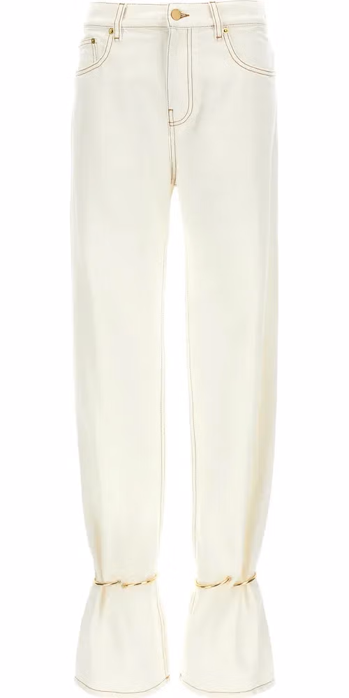 Darkpark White Cotton Straight-Leg Jeans