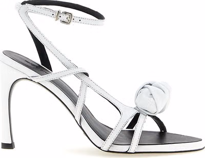 White Calfskin Stiletto Heel Sandals