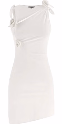 White Polyamide Short Dress