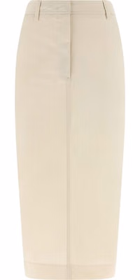 White Cotton Midi Skirt