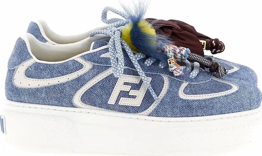 Fendi Blue Calfskin Platform Sneakers