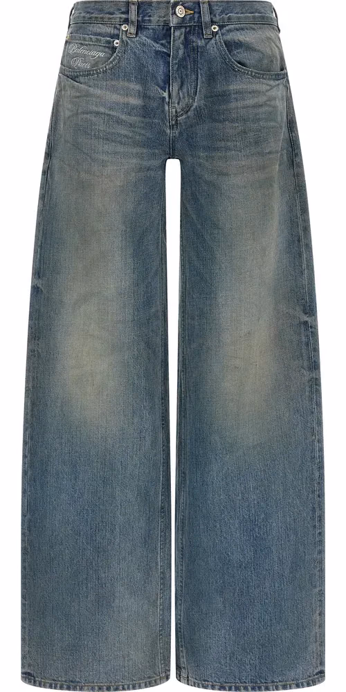 Balenciaga Blue Cotton Relaxed Fit Jeans