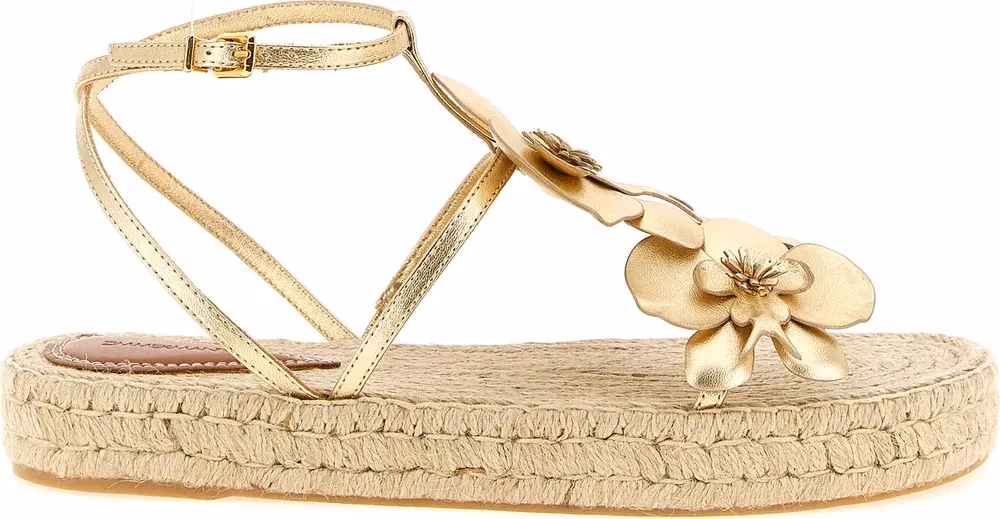 Zimmermann Gold Leather Flat Sandals