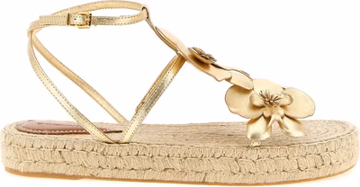 Gold Leather Flat Sandals