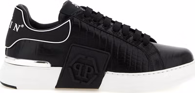 Black Cowhide Low Top Sneakers