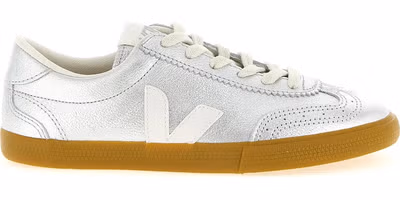 Silver Genuine Leather Sneakers