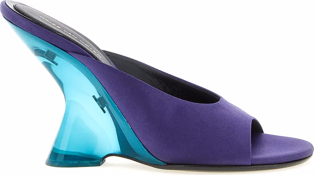 Dries Van Noten Purple Cotton Wedge Sandals