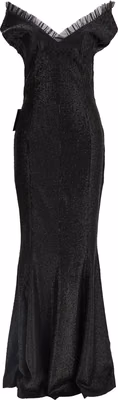 Black Polyester Long Dress