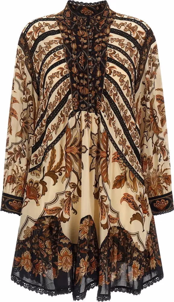 FARM RIO Beige Viscose Short Dress